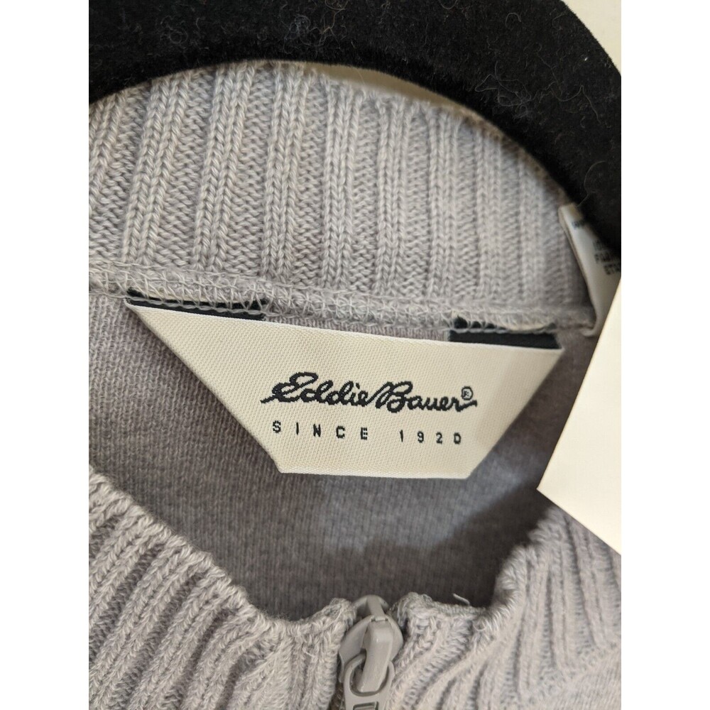 Vintage Eddie Bauer Women's Sweater Gray Full Zip 100% Cotton Made In USA Large - Picture 10 of 12